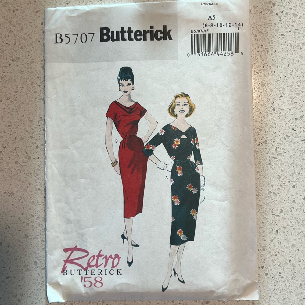 Butterick 5707 Uncut - Vintage Retro Dress Pattern 1958- Size 6-14